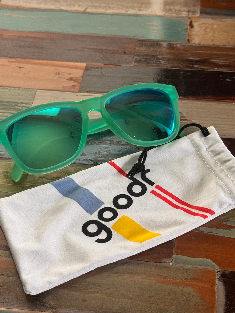 Goodr OG Green Mirrored Sunglasses EUC